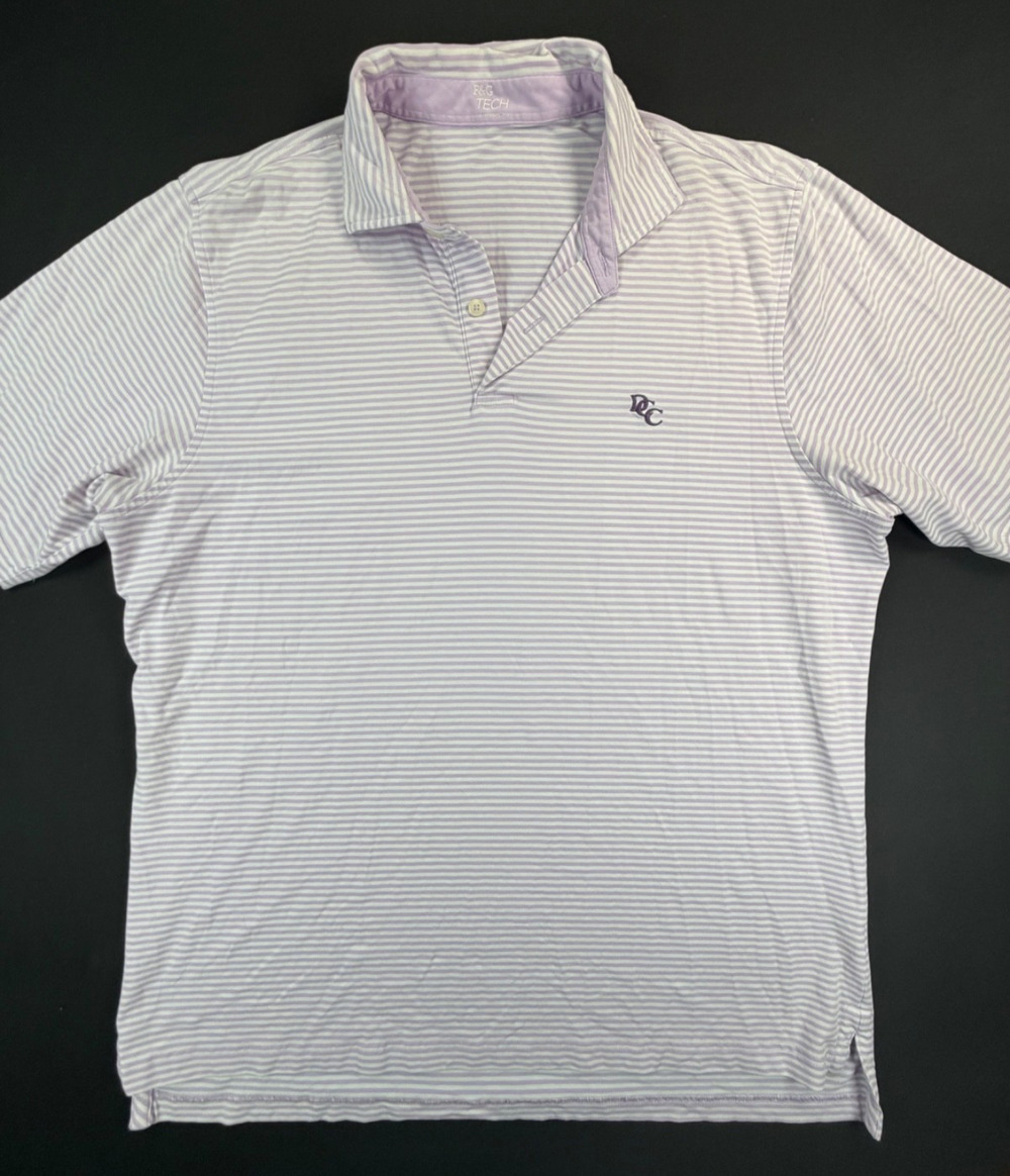 Fairway & Greene Purple Striped Short Sleeve Polo Shirt (Men's L)